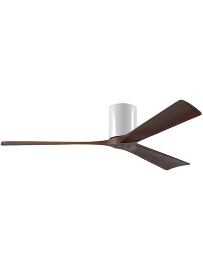 Irene 60 inch Flush-Mount Ceiling Fan with Solid Wood Blades in Gloss White.